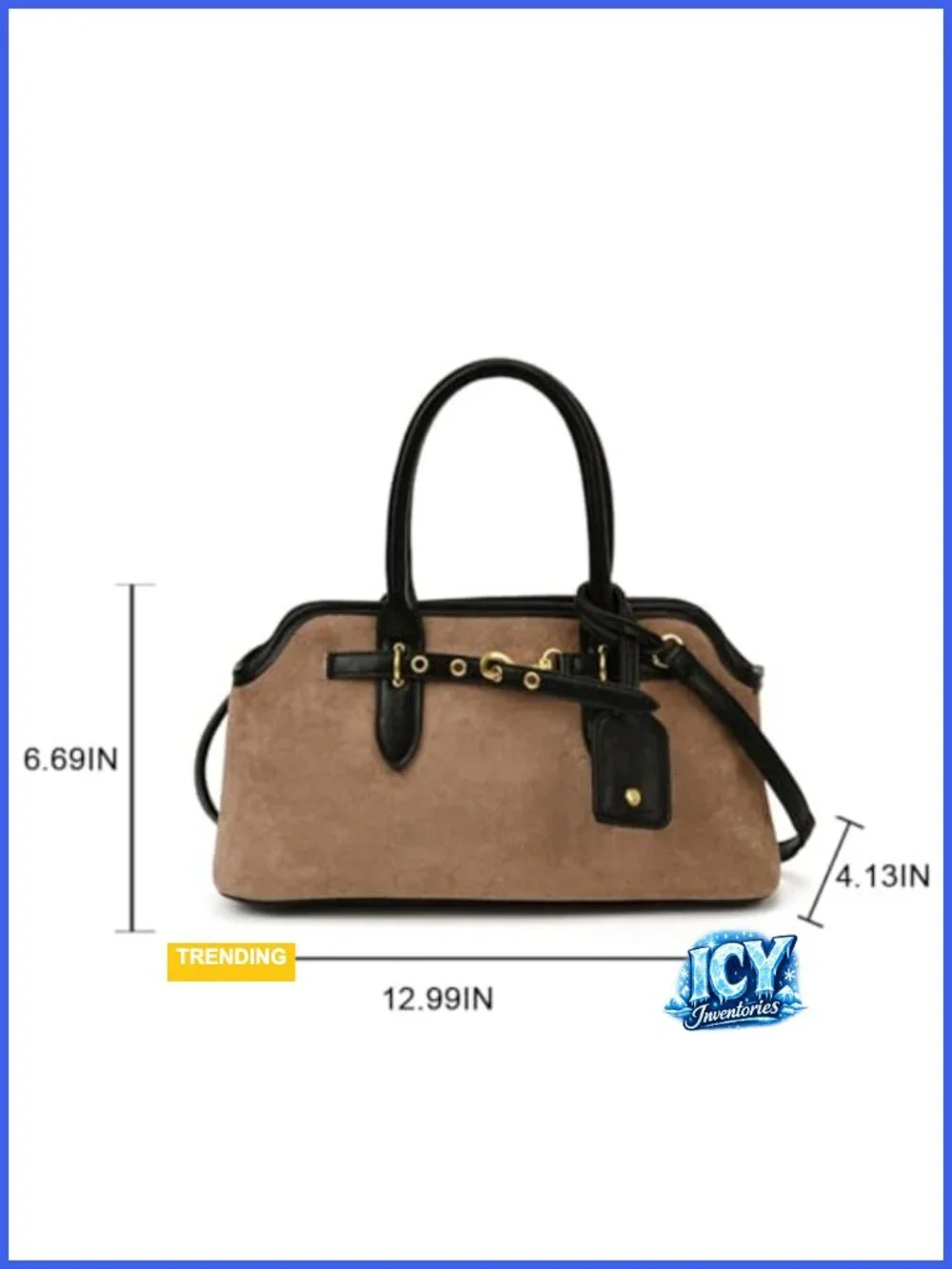 Faux Suede Tote Bag for Women, Slouchy Hobo Handbag with Adjustable Strap